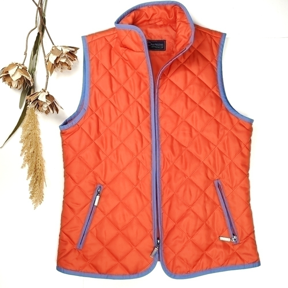 Charleston Threads Orange Blue Light Puffer Vest S - Picture 2 of 10